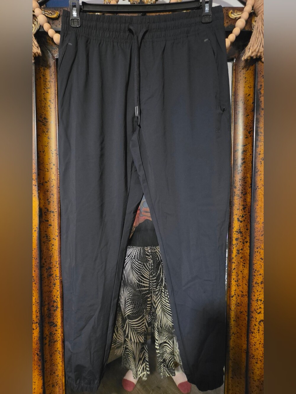 Men's Black Elastic Waist Jogger Pants with Drawstring
